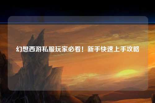 幻想西游私服玩家必看！新手快速上手攻略