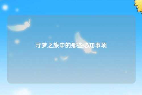 尋夢(mèng)之旅中的那些必知事項(xiàng)